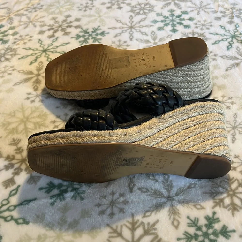 Black WHBM braided wedge sandals